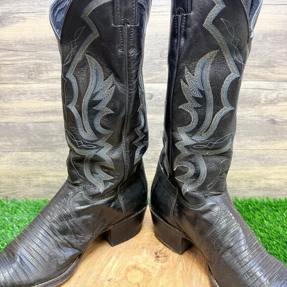 Justin Men - Size 7.5D - Black Teju Lizard Cowboy Boots 8313 main image 4